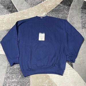 Vintage Tultex Superweight Blank Sweatshirt Men XL Blue Pullover Made in USA NEW